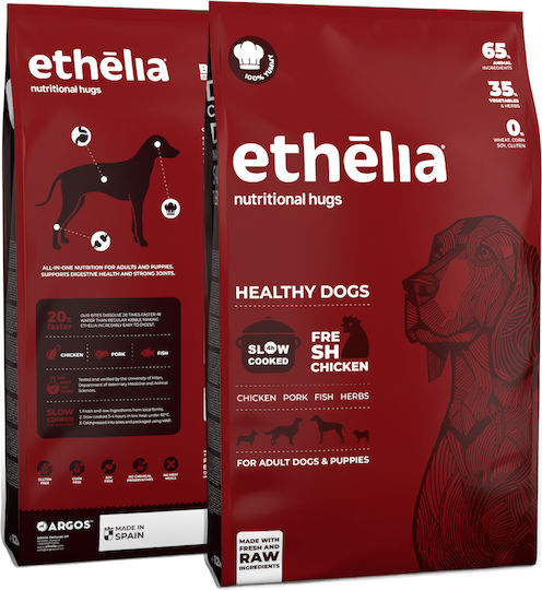 Ethelia Healthy Dogs for Adult & Puppies 12kg Ξηρά Τροφή για Ενήλικους Σκύλους με Κοτόπουλο, Χοιρινό και Ψάρια