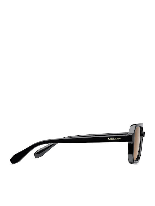Meller Chike Unisex Sonnenbrillen mit Schwarz Horn umrandet Rahmen und Schwarz Polarisiert Gläser