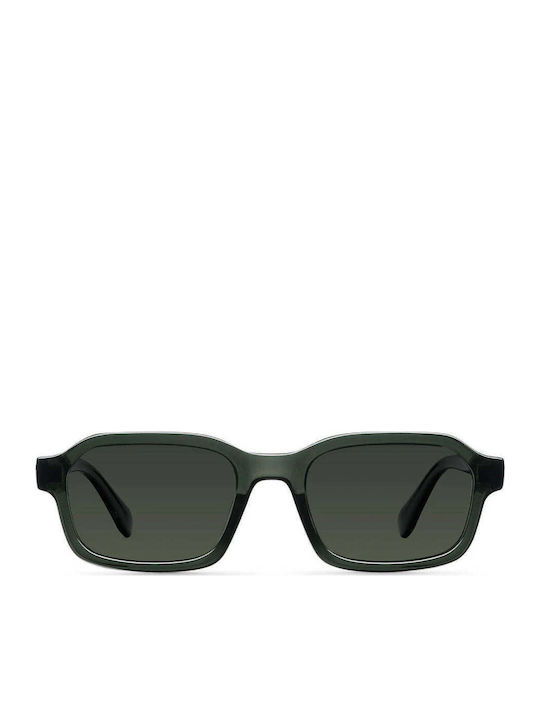 Meller Fara Unisex Sunglasses with Green Horn-Rimmed Frame and Green Polarized Lenses