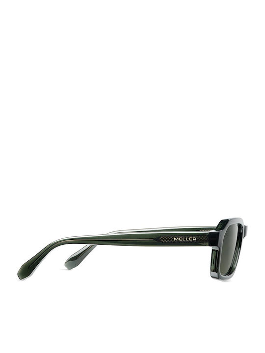 Meller Fara Unisex Sunglasses with Green Horn-Rimmed Frame and Green Polarized Lenses
