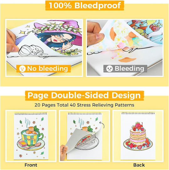 Ohuhu Set 4 Malbücher 160 Porträtdesigns Mandalas Blumen Tiere