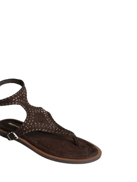 Damen Flache Sandalen Braun