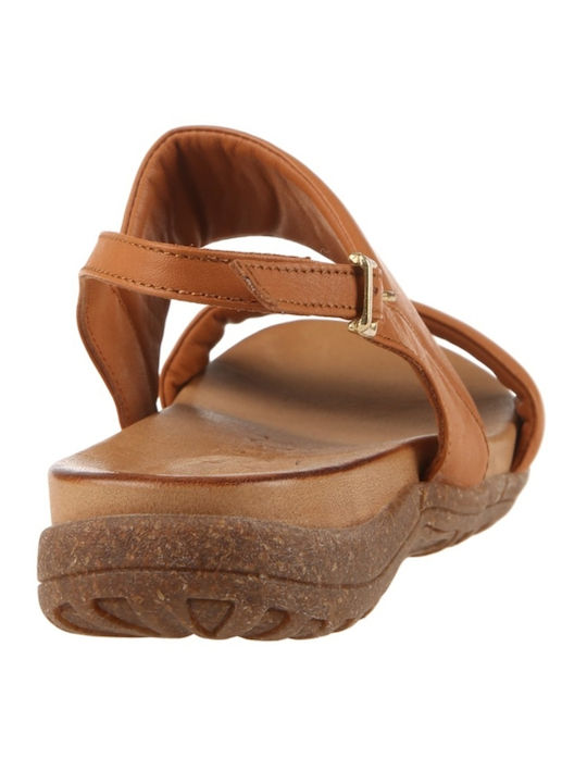 Leather Women's Flat Sandals Brown