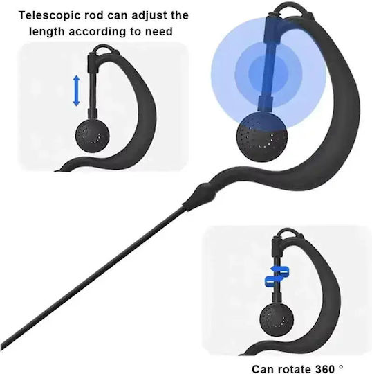 Professional Long Spiral Handsfree Micro Earpiece Ptt Lapel 2 Pin Two-Way Radios Baofeng-original Tc-403