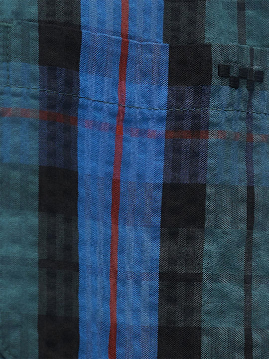 Short Sleeve Checked Blue Shirt
