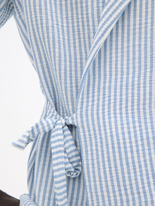 Short Sleeve Striped Blue Shirt
