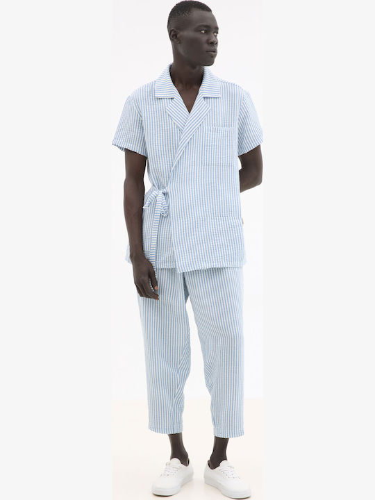 Short Sleeve Striped Blue Shirt