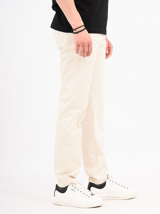 Ανδρικό Παντελόνι Chino Ελαστικό Slim Fit Ivory