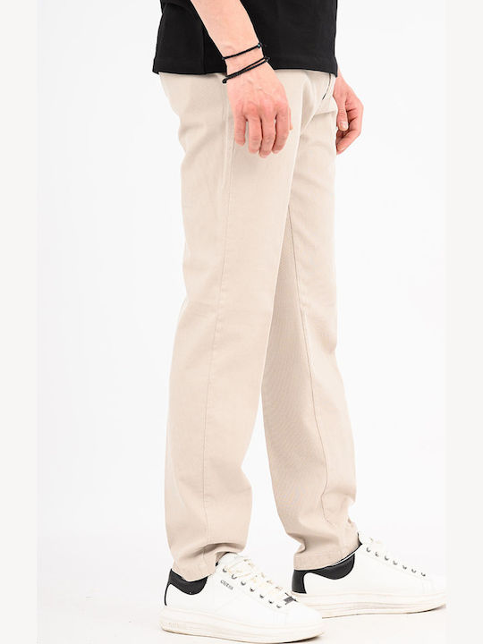 Herrenhose Chino Elastisch Schlank Passform Creme