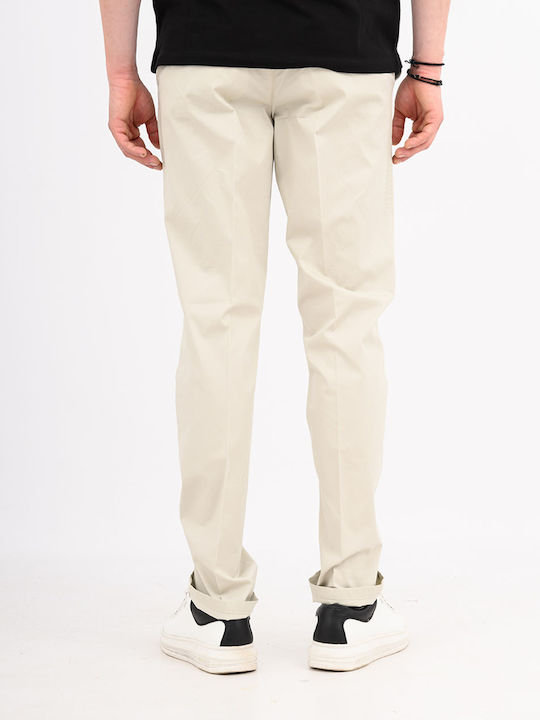 Lexton Pantaloni Chino Elastic În Linie Dreaptă Ecru