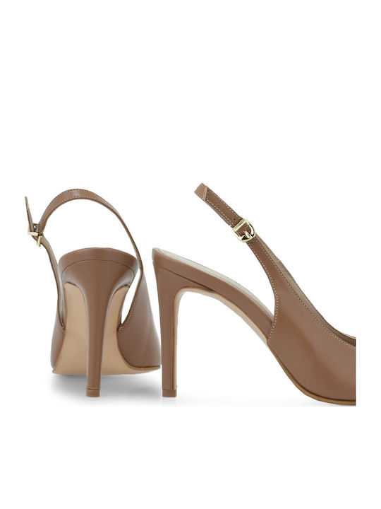 Leder Pumps mit Hohem Absatz Braune