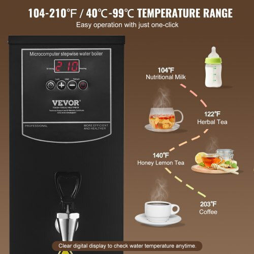 Vevor Professioneller Buffet Wasserkocher mit Gewicht 50lt 1.5kW