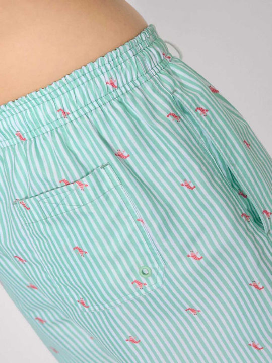 Men's Swimwear Shorts Green Striped