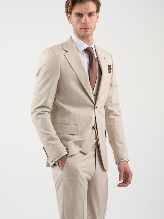 Men's Suit with Slim Fit Beige