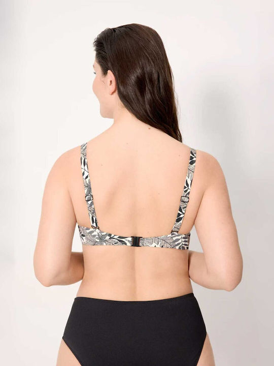 Bikini Top D Cup With Padding Floral Black