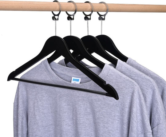 Set 20 Bucăți Humero Cârlig Antifurt Negru Din Lemn Pentru Hotel Ideal Pentru Pantaloni Cămăși Bluze Pantaloni Tricouri Rochii