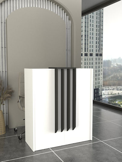 Hola Birou Recepție Realizat Din PAL Melaminat Alb-Antracit – Design Modern Profesional Pentru Zone De Recepție 93.6 X 40 X 110.3 Cm Uuorg68
