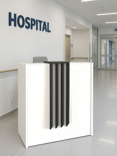 Hola Birou Recepție Realizat Din PAL Melaminat Alb-Antracit – Design Modern Profesional Pentru Zone De Recepție 93.6 X 40 X 110.3 Cm Uuorg68