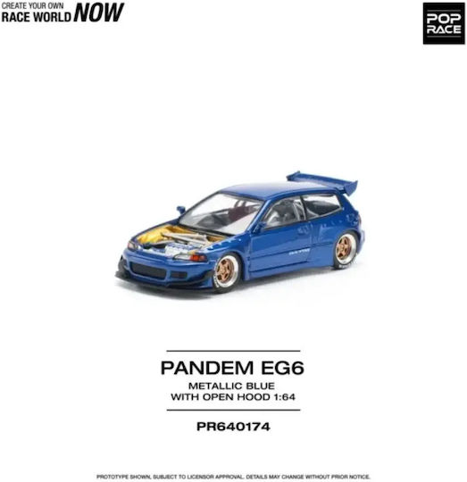 Model Mașină Pandem Honda Civic Eg6 Albastru 1:64 Pop Race Pr640174