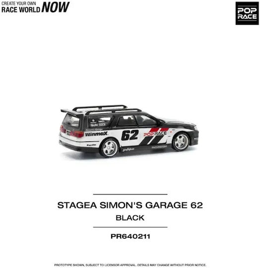 Model Mașină Nissan Stagea Simon`s Garage #62 Negru 1:64 Pop Race Pr640211