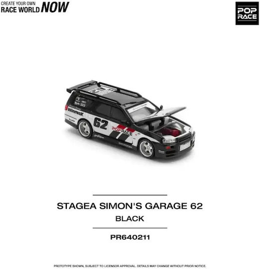Model Mașină Nissan Stagea Simon`s Garage #62 Negru 1:64 Pop Race Pr640211