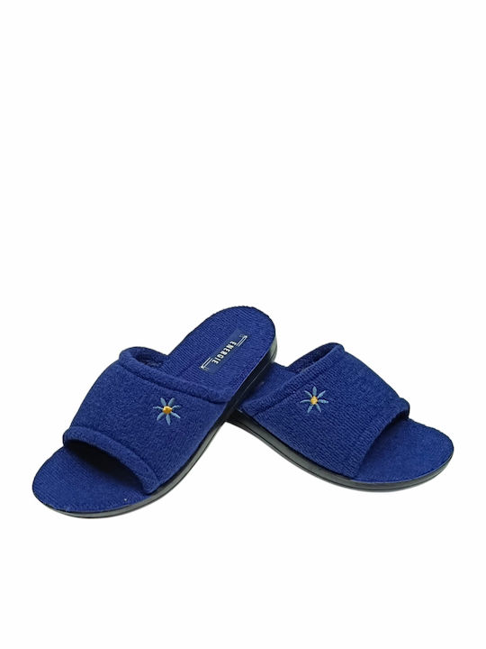 Frottee Damen Hausschuhe Blau