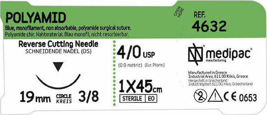 Medipac Polyamid 4/0 Ράμματα Μήκους 45cm με Βελόνα 19mm