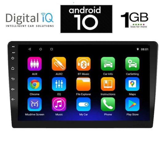 Digital IQ Car Audio System 2 DIN (Bluetooth/USB/WiFi/GPS/Apple CarPlay/Android Auto) with 10" Touch Screen