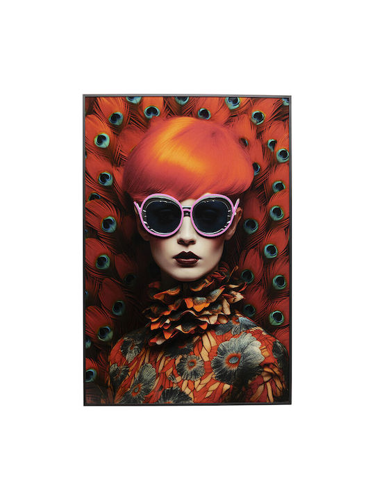 Πίνακας Καμβάς Red Lady Led Κόκκινο 80x120εκ