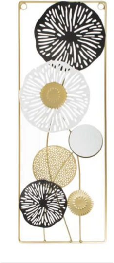 Wandmontierter Metallischer Rahmen mit Lochblumen & Spiegel 22x60x3cm