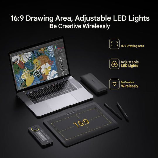 Grafidă de Design cu Ecran 12" și Bluetooth 12 x 9 inch Control De La Distanță cu 40 Funcții Programabile 2 Stylusuri 8192 Niveluri De Presiune Înclinare 60 Grade Mănușă De Desen Geantă De Transport Rezerve Toc Pentru Stylus Dongle