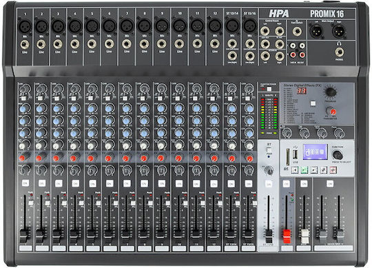 HPAPROMIX16 Ψηφιακή Κονσόλα 16 Καναλιών / 14 Εισόδους XLR & Bluetooth