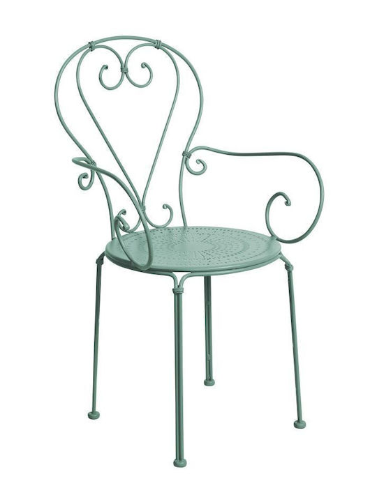 Scaun din Fier Forjat Metalic Verde 1buc 53x49x91cm.