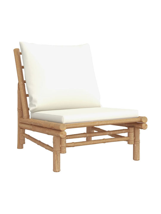 Outdoor Armchair Bamboo Beige with Cushion 2pcs 60x86x73.5cm