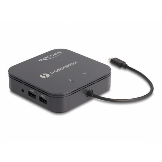 DeLock 87789 Thunderbolt 3 Docking Station with HDMI/DisplayPort PD Ethernet and 2 Monitor Connection Gray