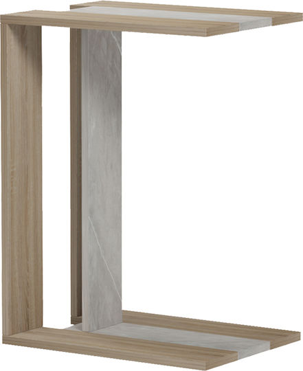 Rectangular Side Table Muju Wooden Sonoma Beige Marble Effect W30xL40xH55cm