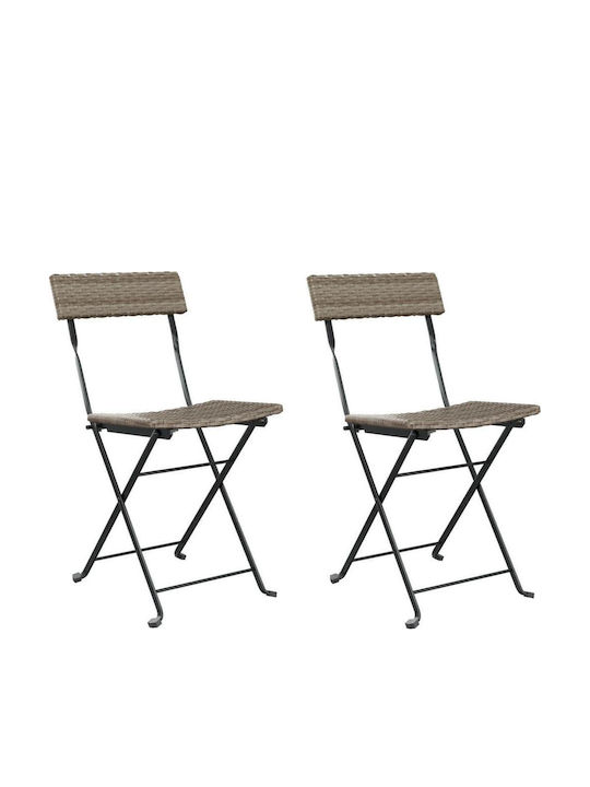 Outdoor Chair Rattan Grey 2pcs 40x45x79cm