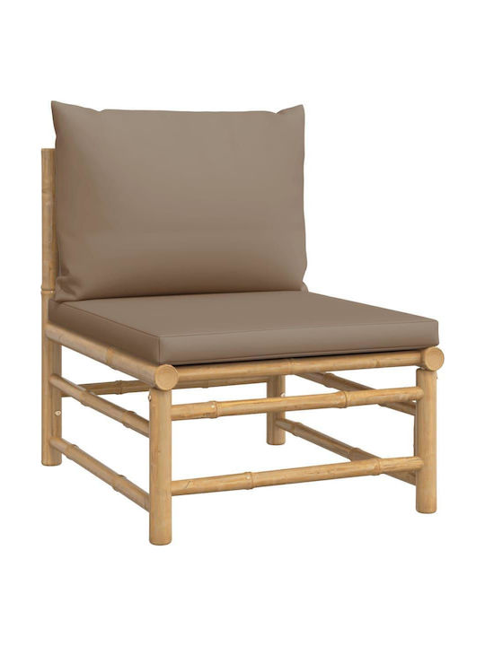 Outdoor Armchair Bamboo Brown with Cushion 55x69x65cm