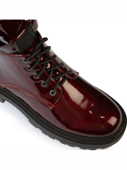 Damen Kampfstiefel Burgundisch