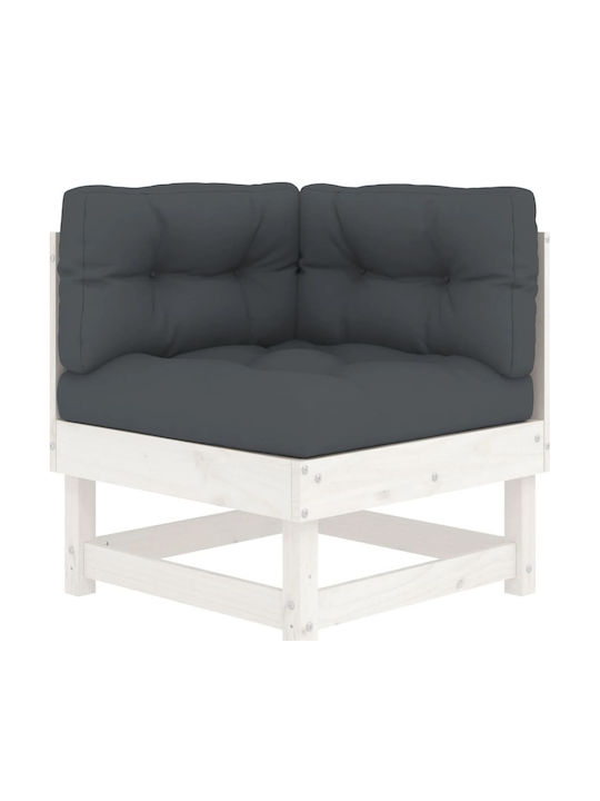 Outdoor Chair Wooden White with Cushion 61x61x62cm
