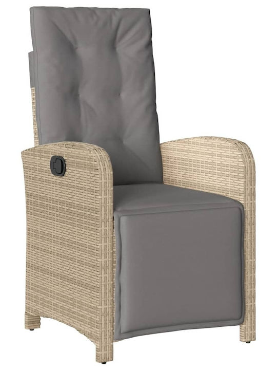 Outdoor-Stuhl Rattan Beige mit Kissen