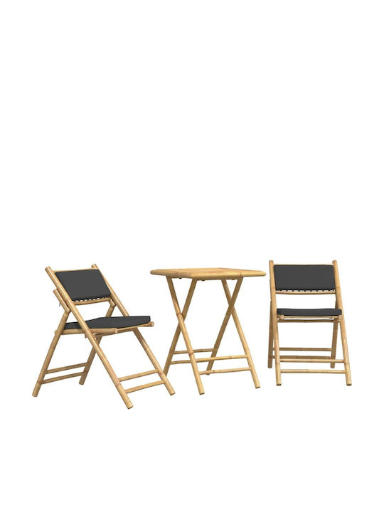 Outdoor-Stuhl Bamboo Grey mit Kissen 3Stück 55x55x75εκ.