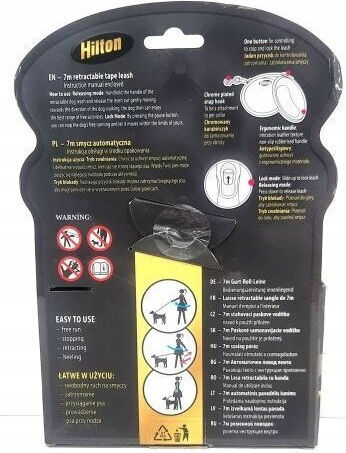 Hilton Foldable Dog Leash Lead Strap In Black Colour 7m Up To 40kg