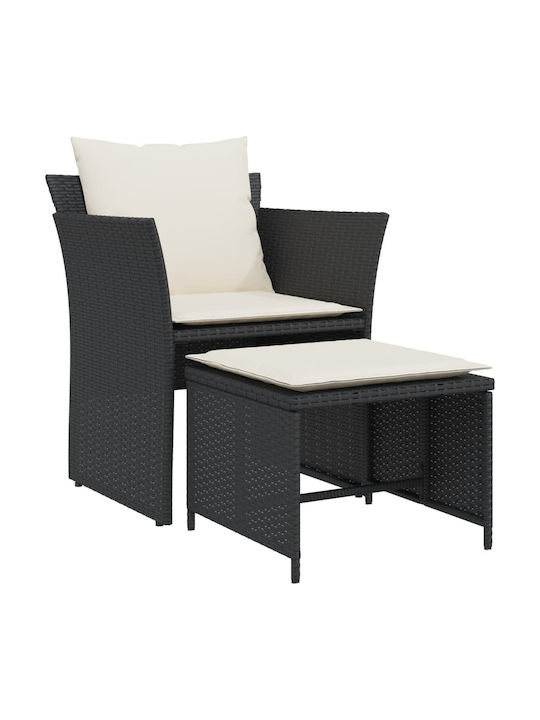 Fotoliu de exterior Rattan Negru cu pernă 50x50x36cm