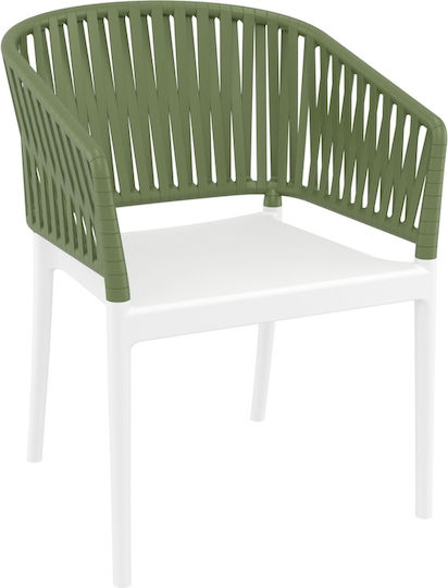Fotoliu Portofino White, Olive Green