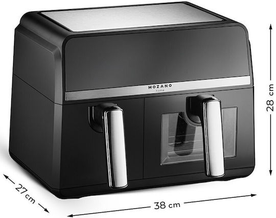 Mozano Home Mozano Home Heißluftfritteuse mit Wi-Fi & Doppelter Abnehmbarer Behälter 9l Schwarz