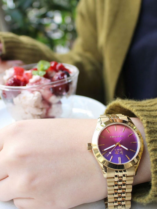 Ice Damenuhr 35mm Solar mit Gold Metall-Armband