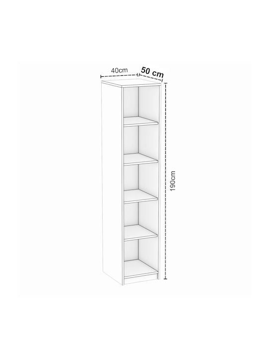 Stewehome Бял Гардероб за Дрехи с Единична Врата с Лост за Закачалки 190x40x50 см