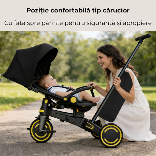 Kidizi Tricicletă Pliabilă și Transformabilă 5 în 1 Neagră