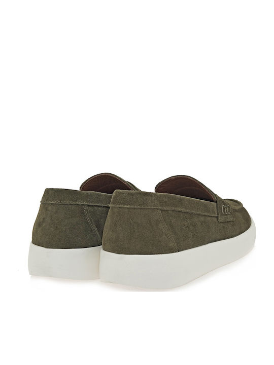 Suede Men's Loafers in Green Colour